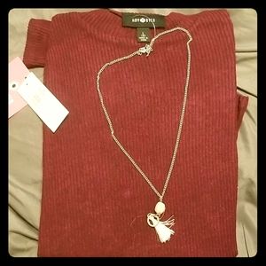 Girls Long Sleeve Fuzzy Crochet Cutout Top